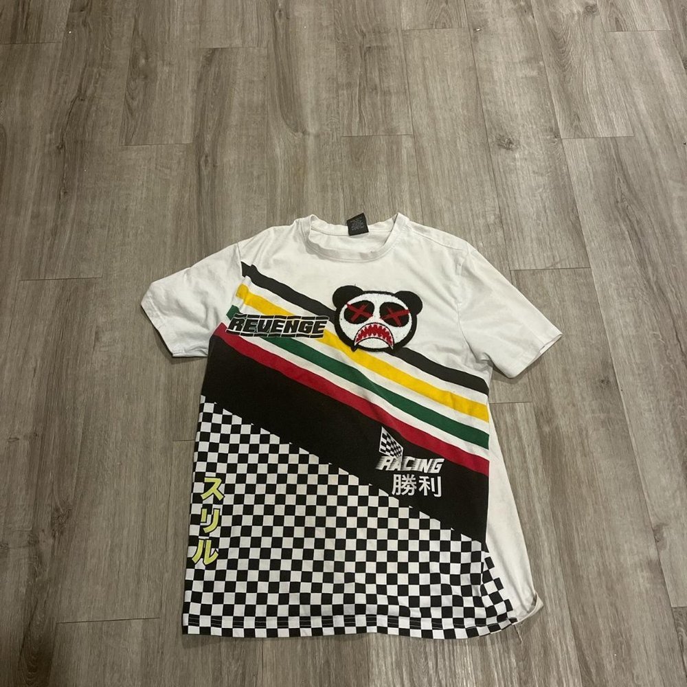 Fuzzy embroidered revenge Japanese racing shirt